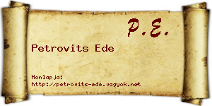 Petrovits Ede névjegykártya