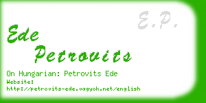 ede petrovits business card